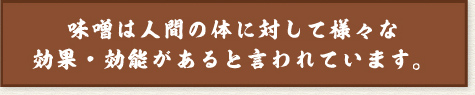 味噌は人間の体に対して様々な効果・効能があると言われています。